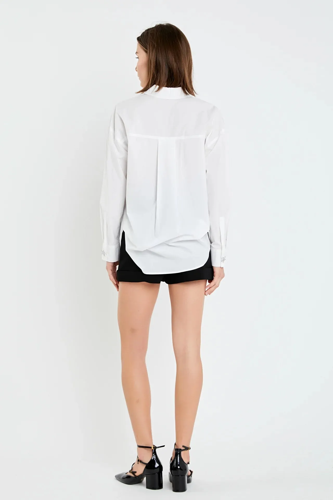 Oversized Collared Button Detail Shirt