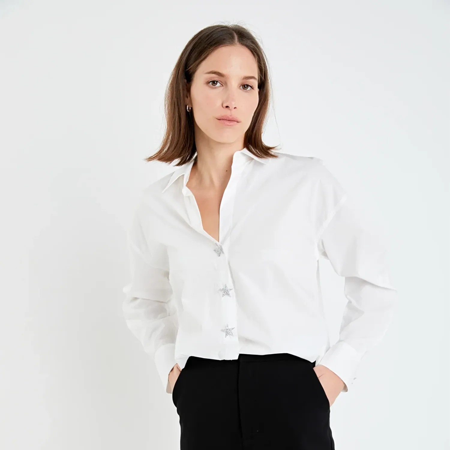 Oversized Collared Button Detail Shirt