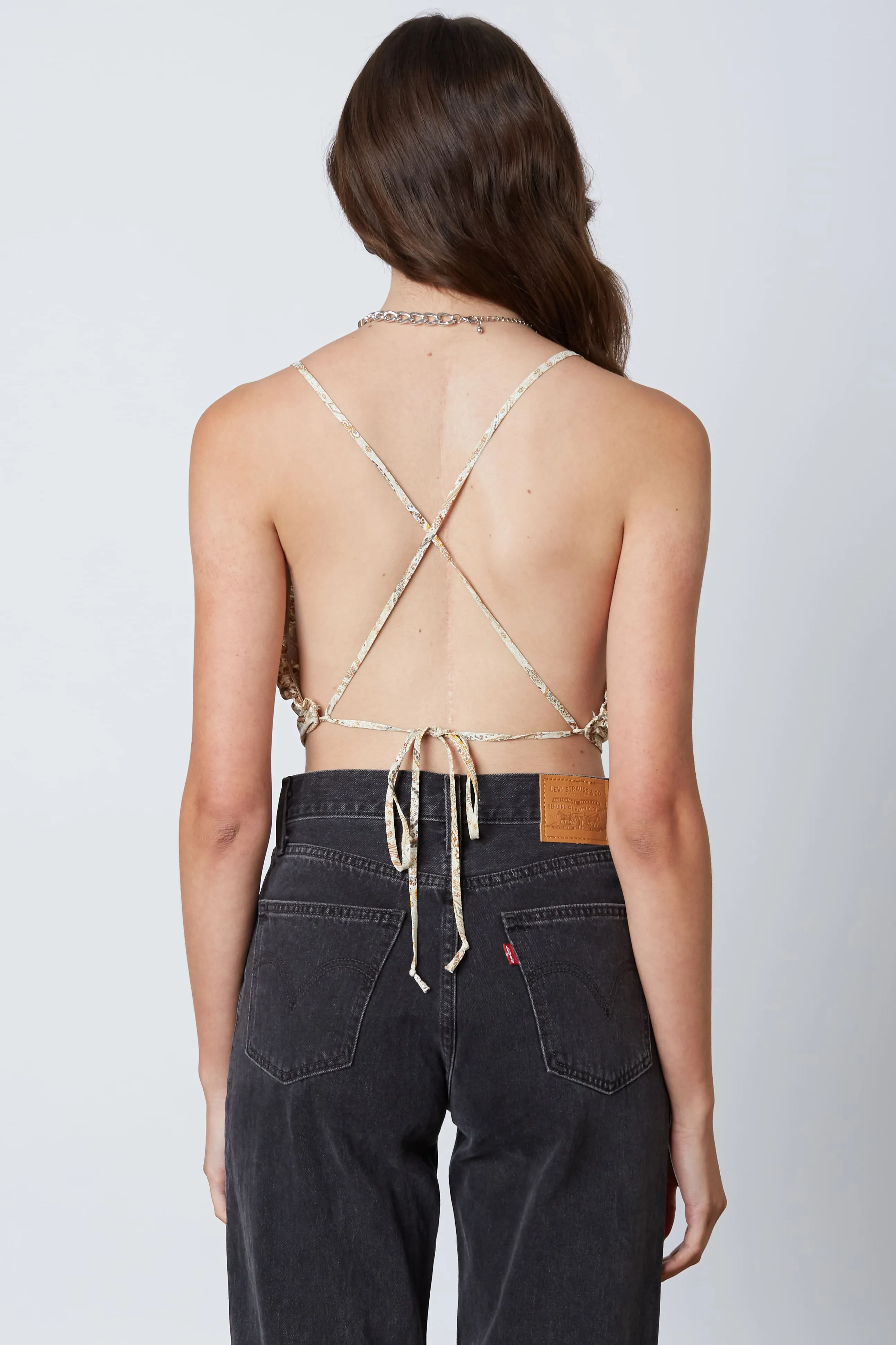 Paisley Tie Back Crop Top