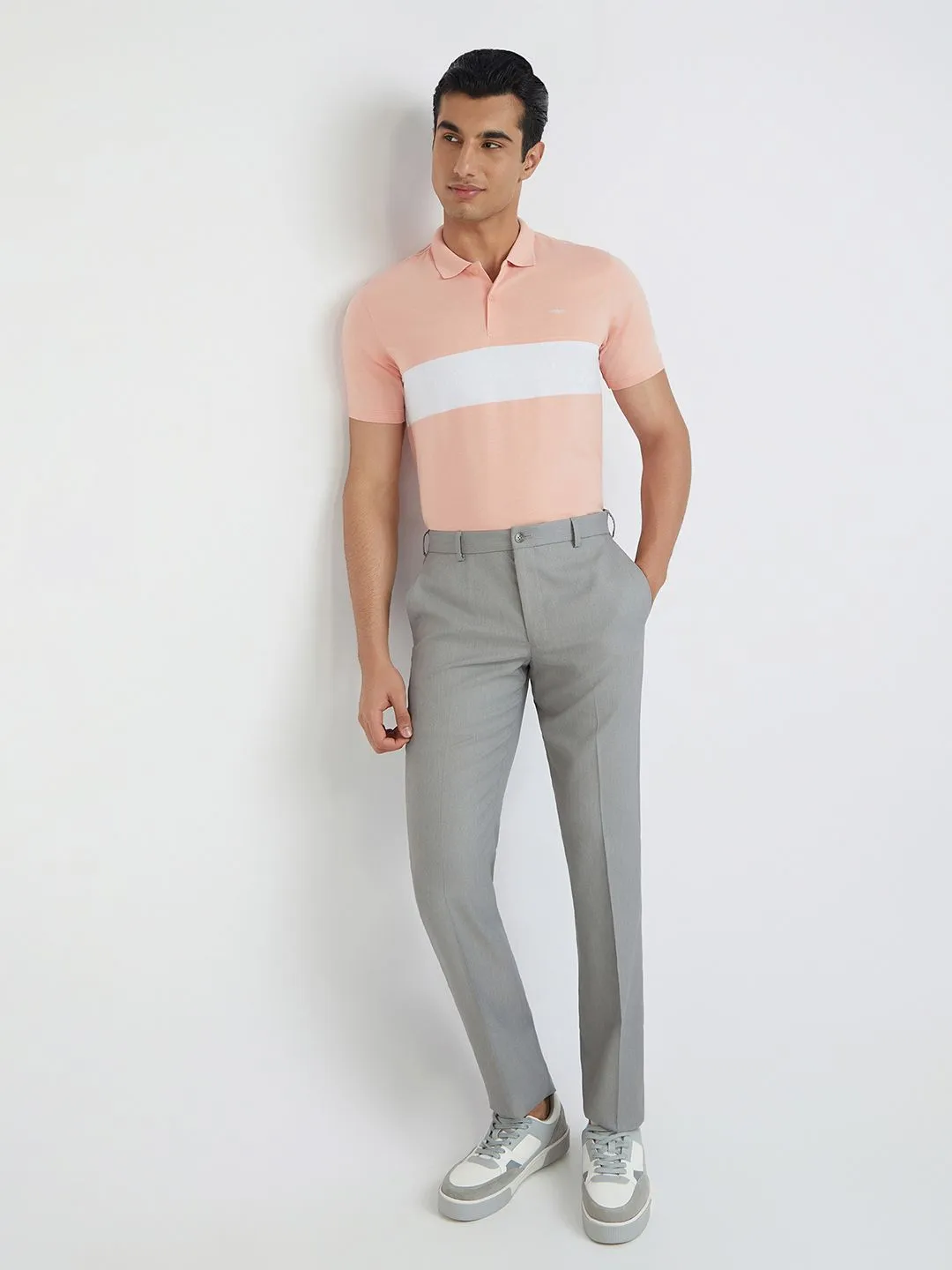 Park Avenue Striped Slim Fit Polo Collar T-shirt