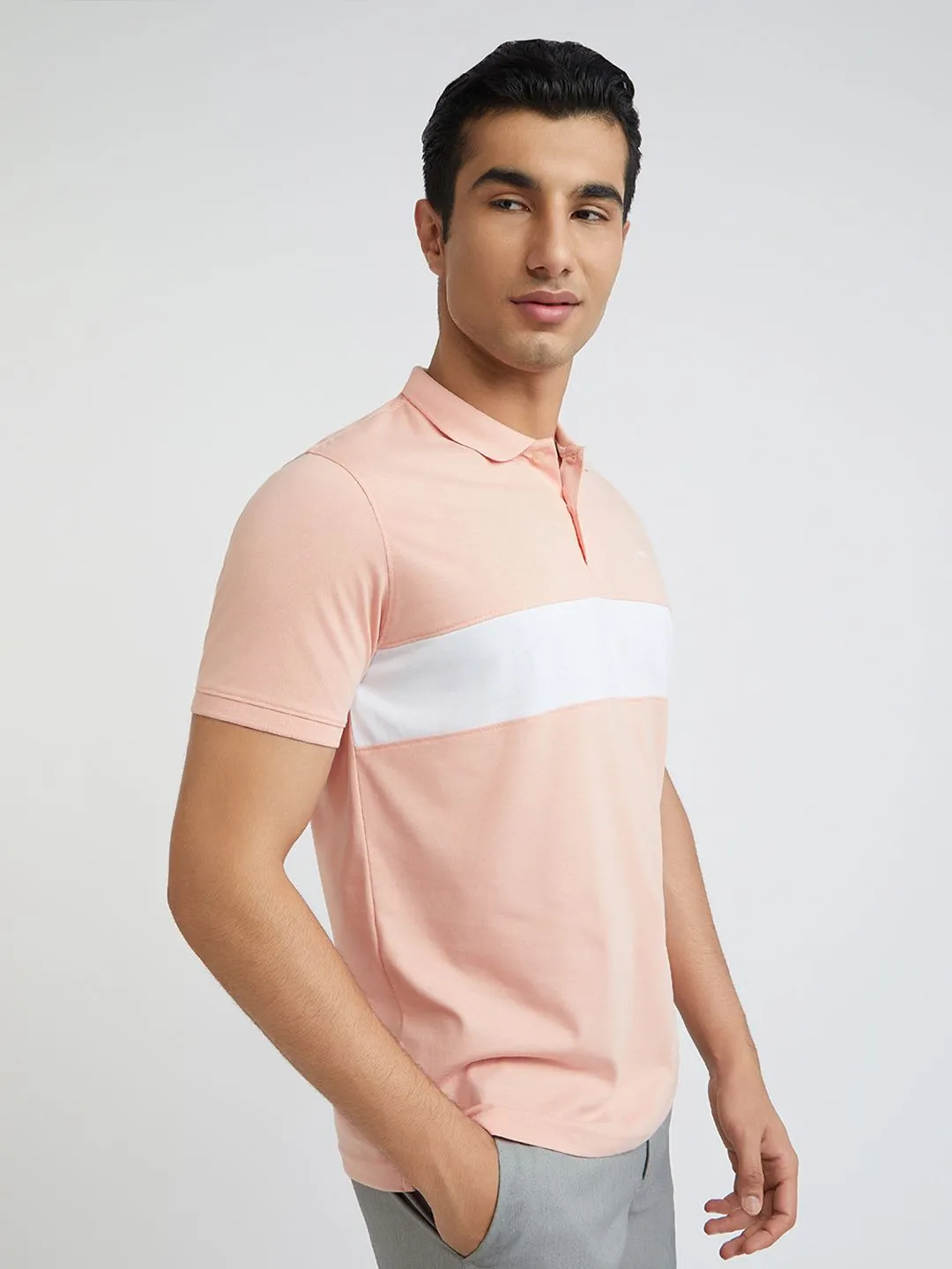 Park Avenue Striped Slim Fit Polo Collar T-shirt