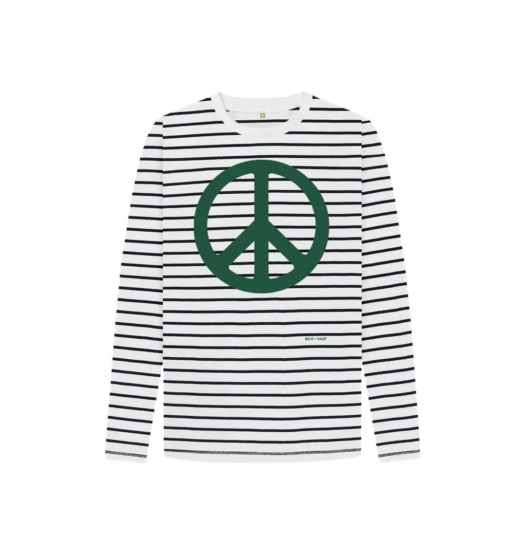 Peace Sign (Khaki) Striped Long Sleeve Tee