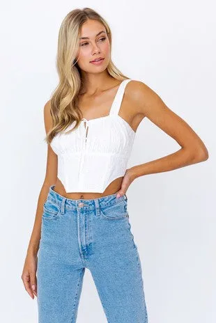 Peasant Eyelet Bustier Crop Top