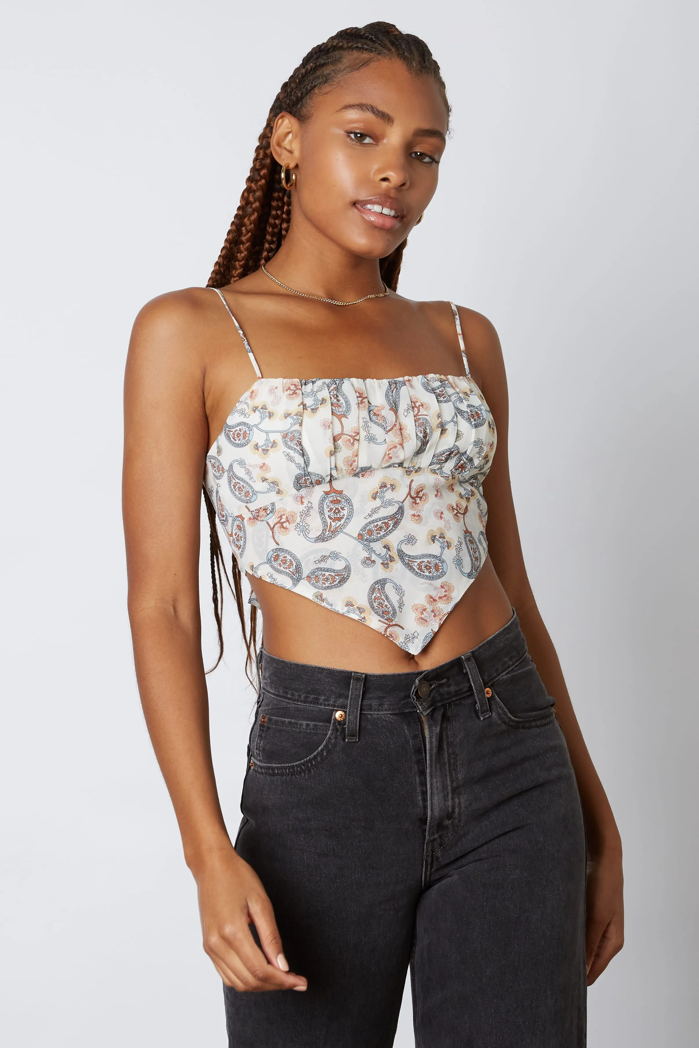 Peasant Tie Back Bandana Crop Top
