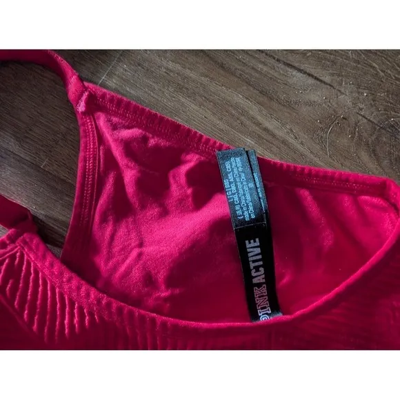 PINK Active Ribbed Bralette Top Seamless Stretch Comfy Casual BUNDLE
