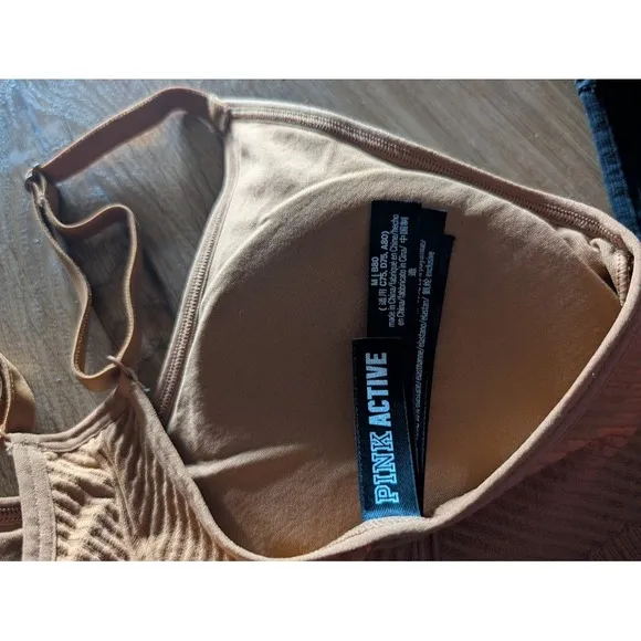 PINK Active Ribbed Bralette Top Seamless Stretch Comfy Casual BUNDLE
