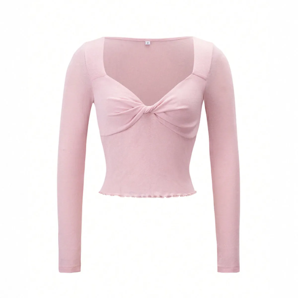 Pink Cropped Knit Top With Twist Detail