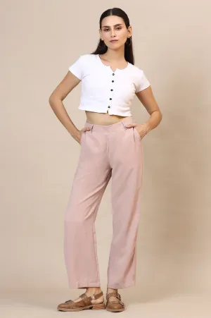 Pink Solid Straight Western Wear Palazzo Pants