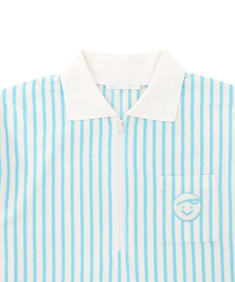 PIV'VEE Stripe Terry PK Shirt - Cornflower Blue