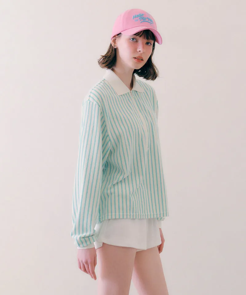PIV'VEE Stripe Terry PK Shirt - Cornflower Blue
