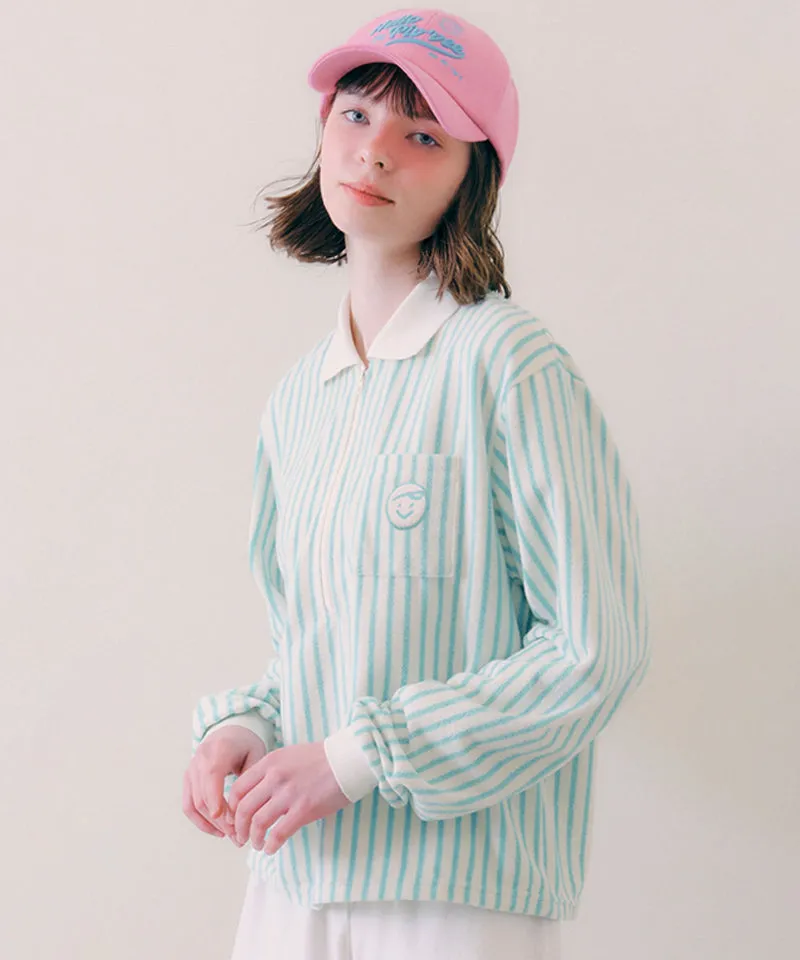 PIV'VEE Stripe Terry PK Shirt - Cornflower Blue