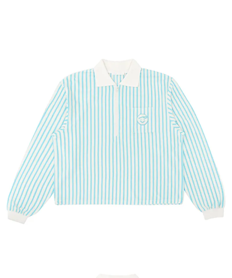 PIV'VEE Stripe Terry PK Shirt - Cornflower Blue