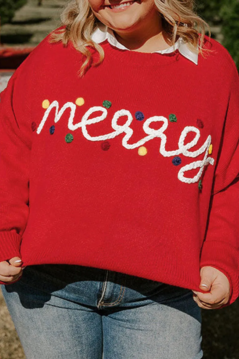 Plus Size Merry Fiery Red Sweater