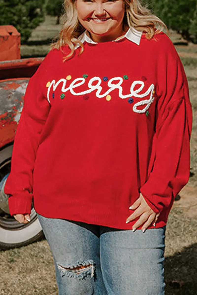 Plus Size Merry Fiery Red Sweater