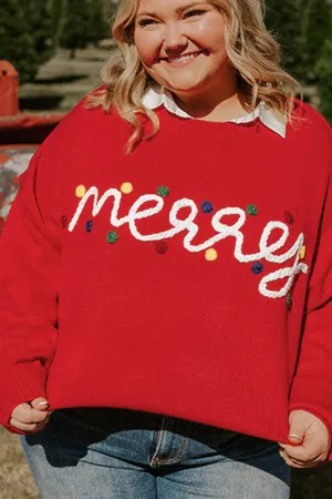 Plus Size Merry Fiery Red Sweater