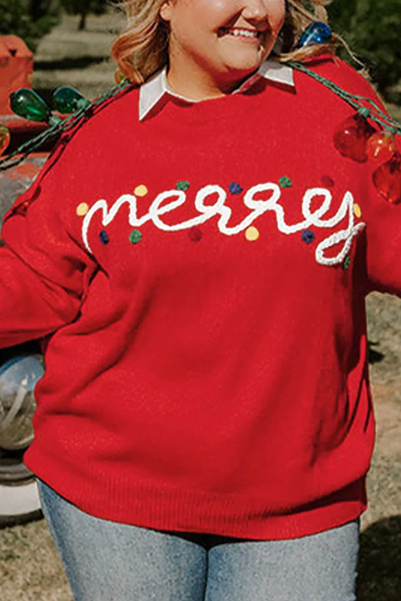 Plus Size Merry Fiery Red Sweater