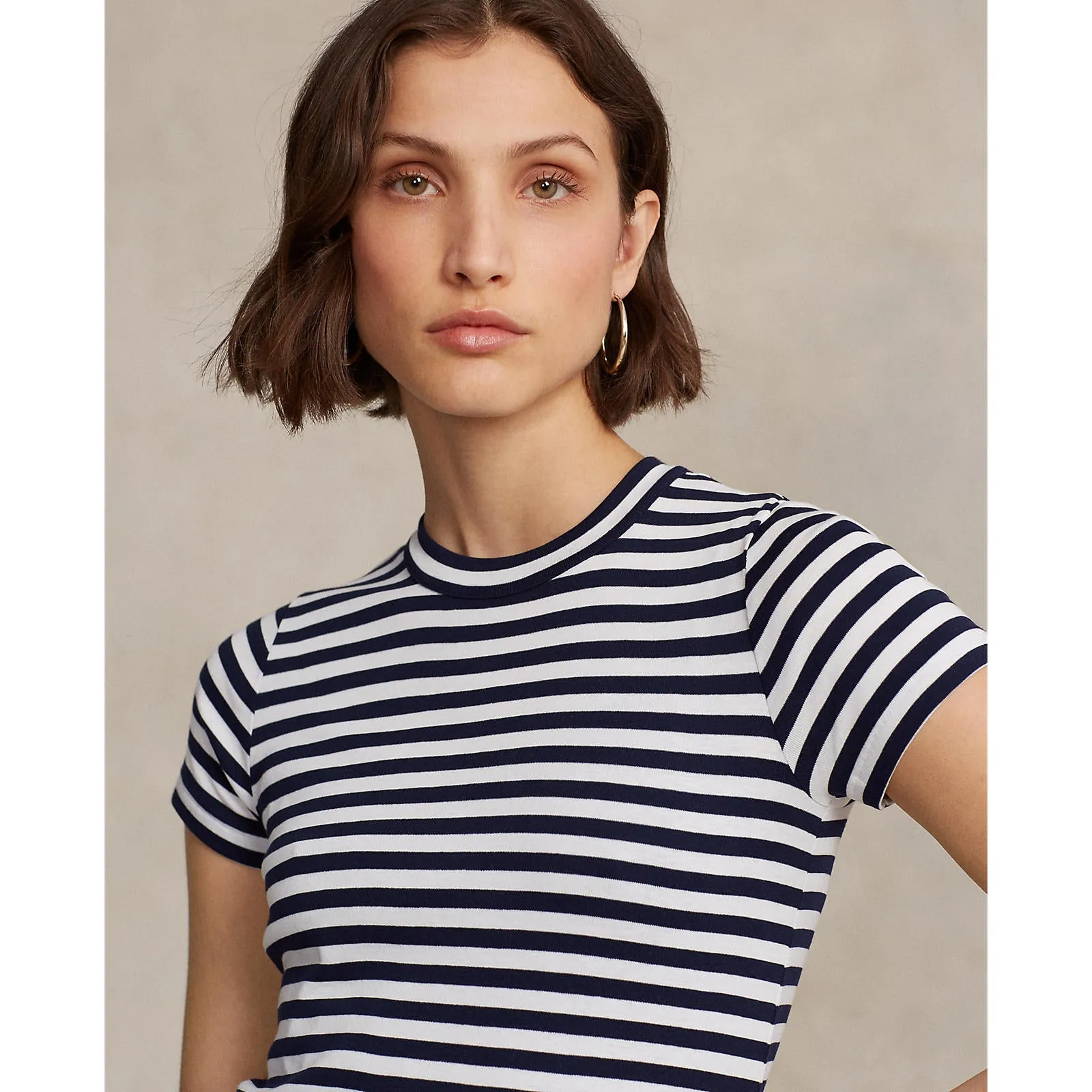 Polo Ralph Lauren - Cotton Crewneck Tee - Stripe - Cruise Navy/White