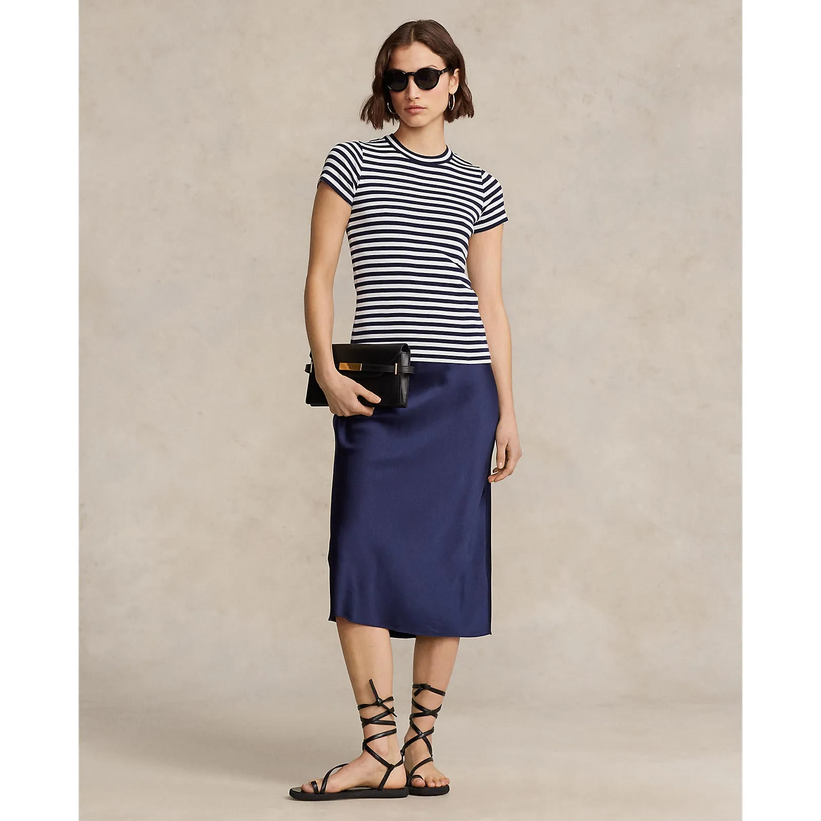Polo Ralph Lauren - Cotton Crewneck Tee - Stripe - Cruise Navy/White