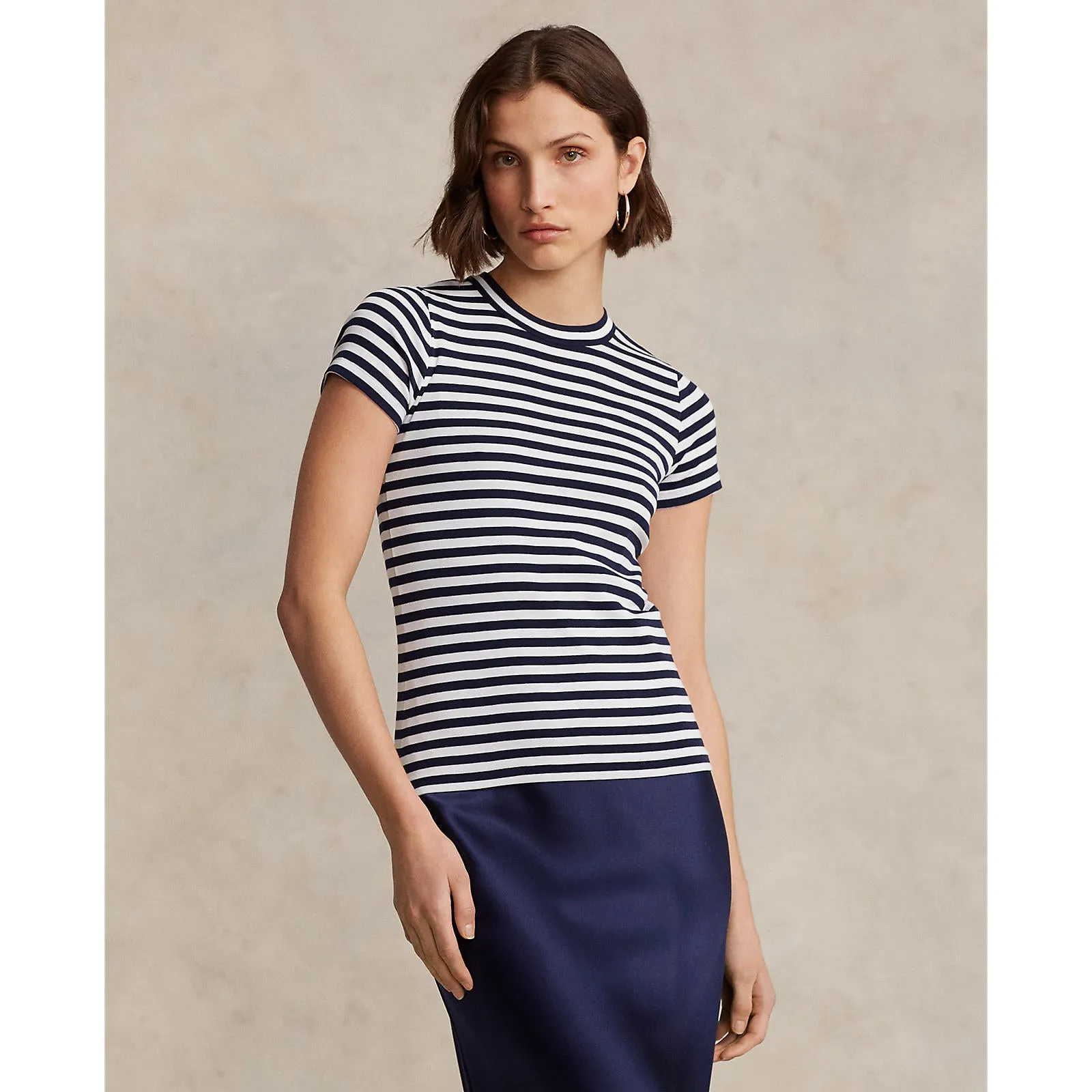 Polo Ralph Lauren - Cotton Crewneck Tee - Stripe - Cruise Navy/White