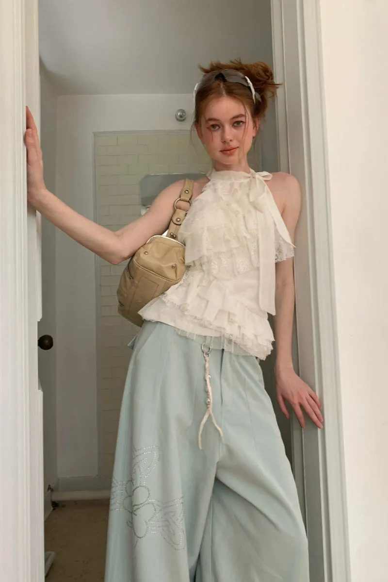 [Pre-sale] Elegant Cascading Lace Halter Top