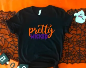 Pretty Wicked Halloween, Black Unisex Short Sleeve T-shirt