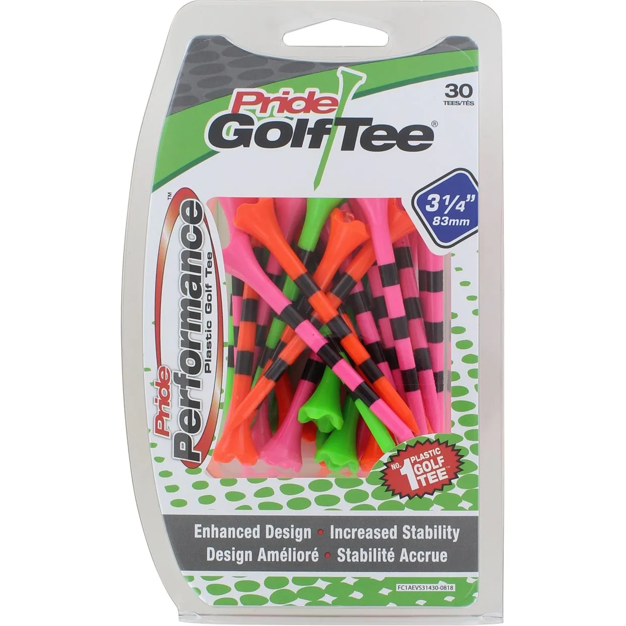 Pride Performance Striped Mixed Golf Tees (2 Sizes)