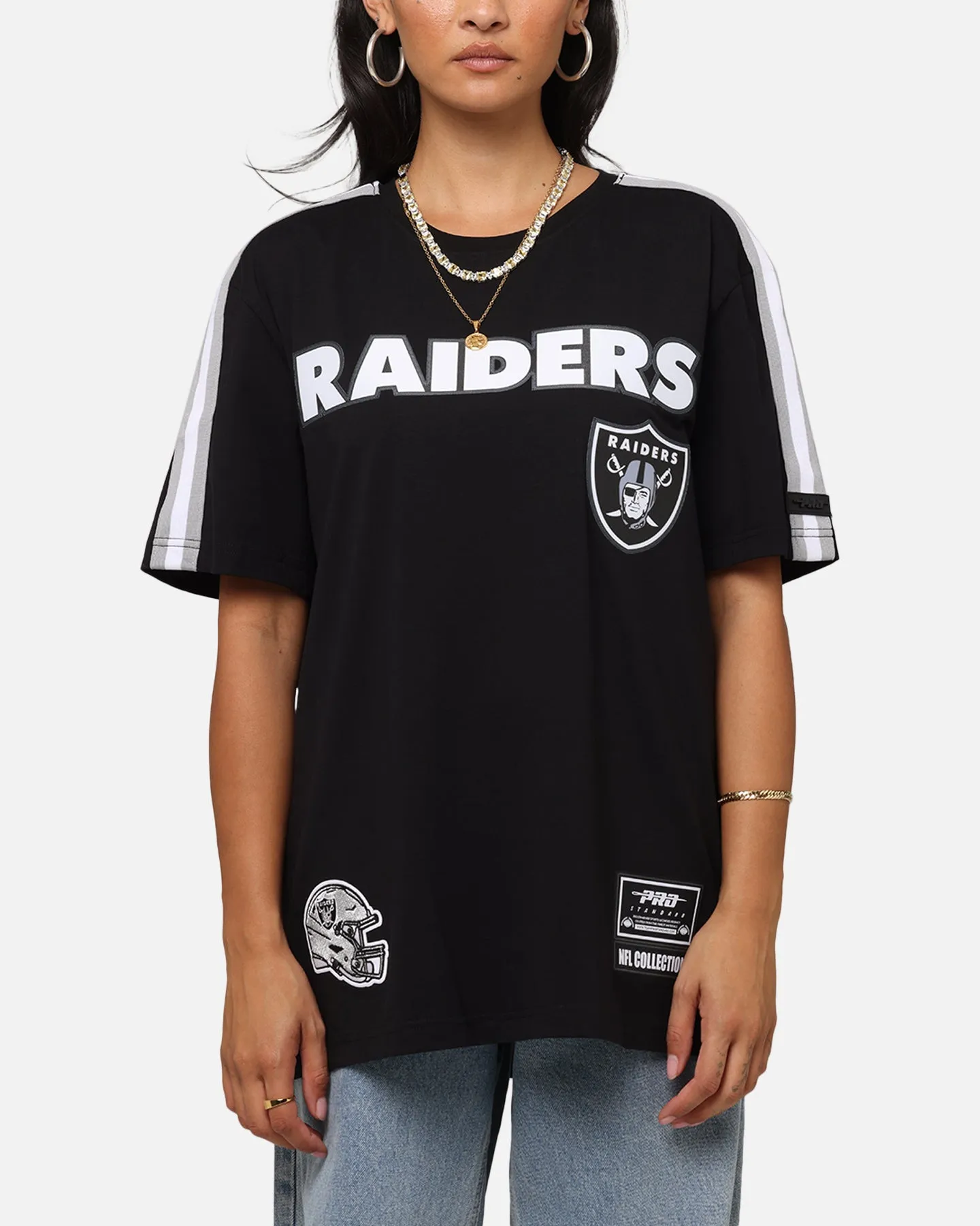 Pro Standard Las Vegas Raiders Classic Mesh Striped T-Shirt Black/Grey