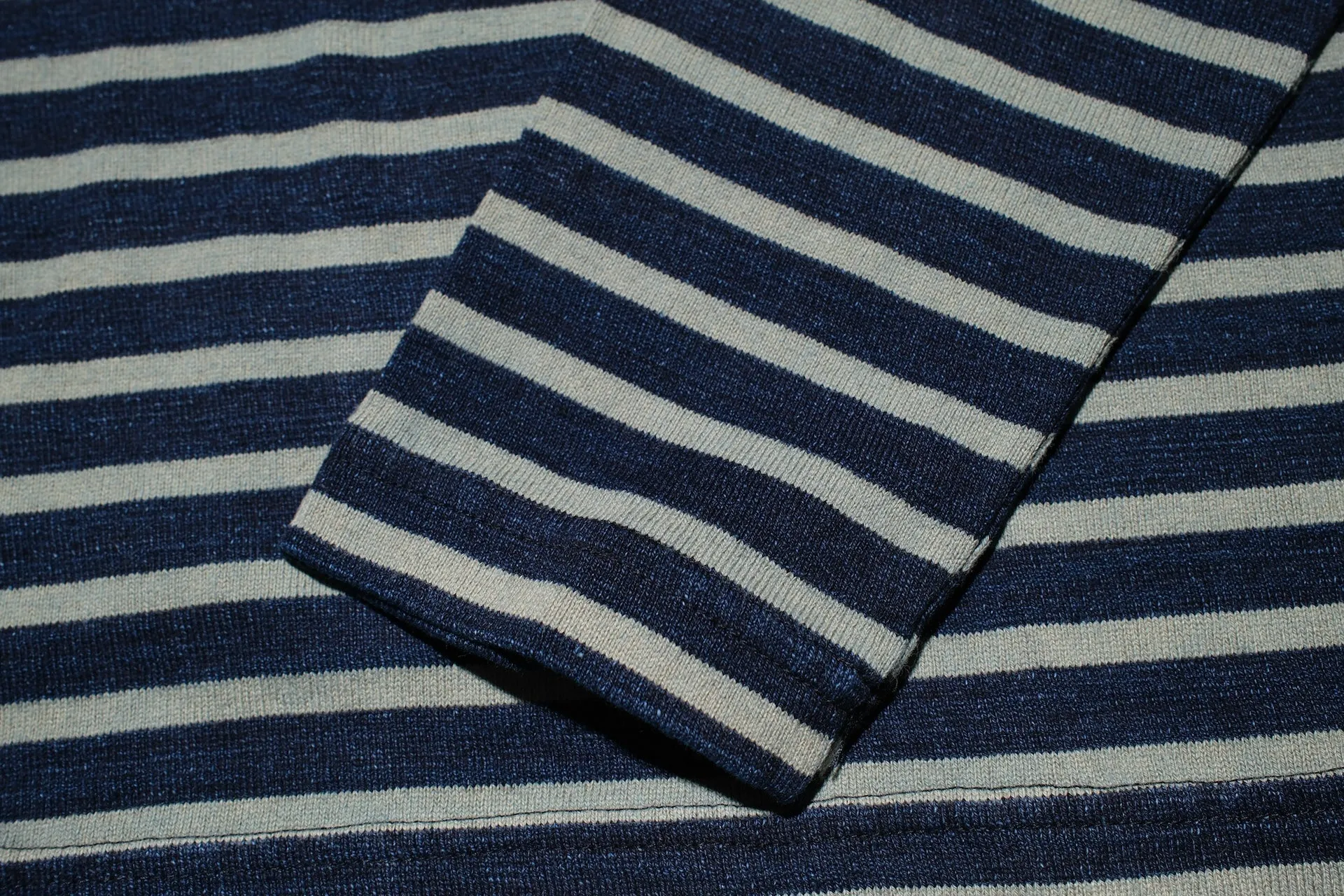 Pure Blue Japan Heavyweight "Indigo Stripes" L/S Tee (Beige)