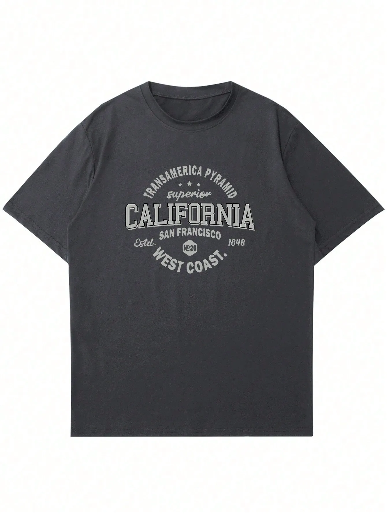 QA Men's Letter Print Short Sleeve Casual Summer T-Shirt