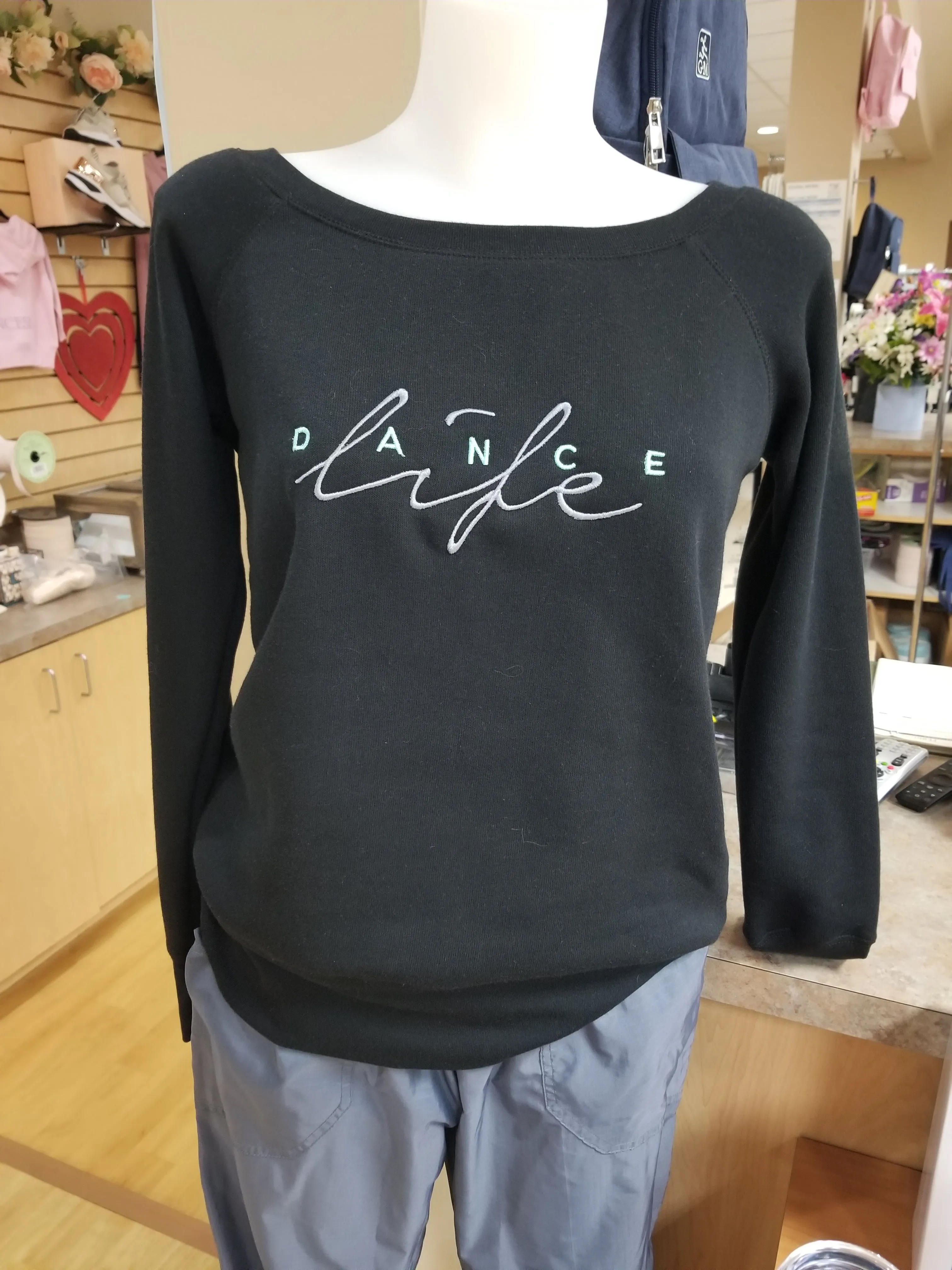 "Dance Life" Sweatshirt with Wide Neck