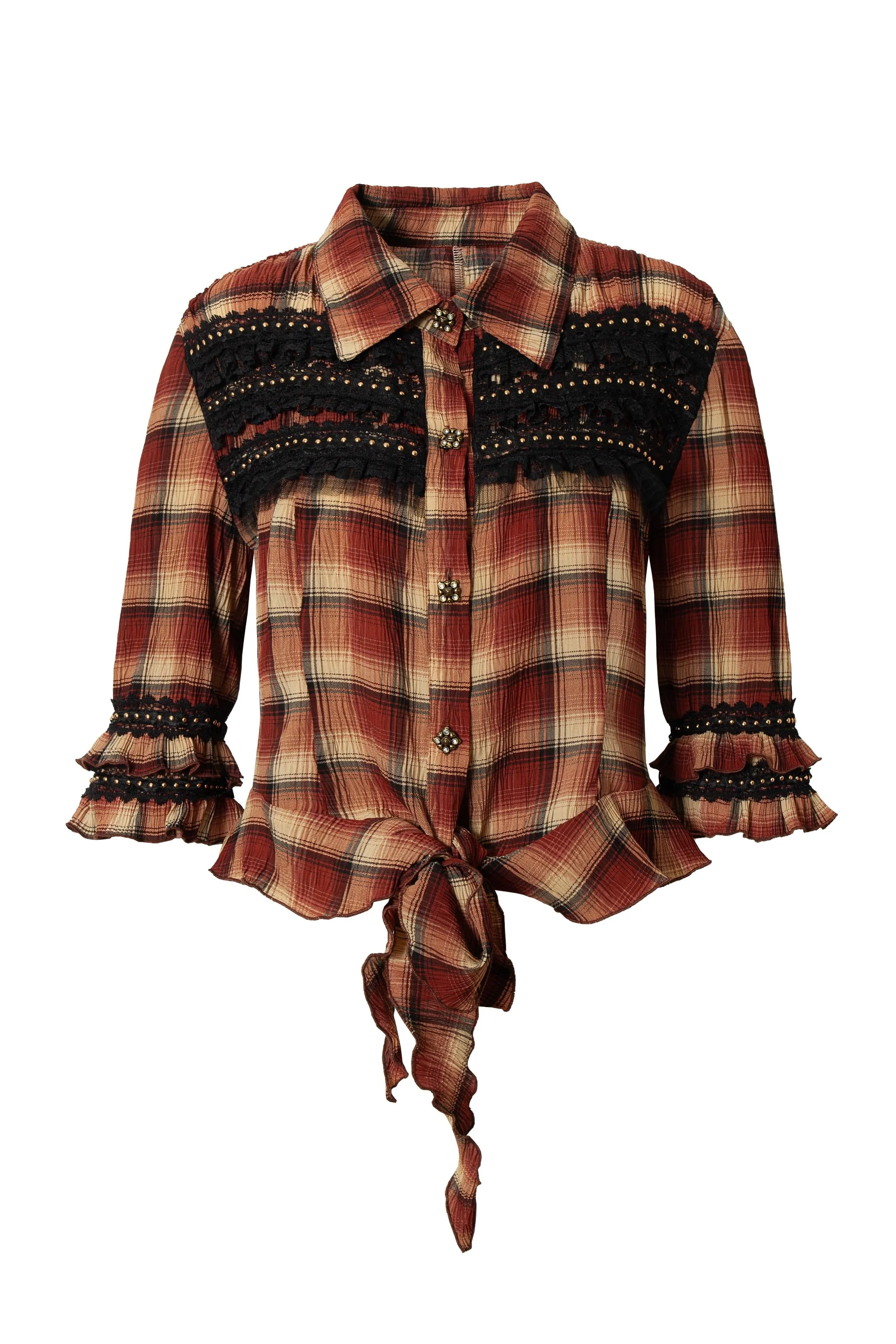 Rebel Chic Plaid Flare Top
