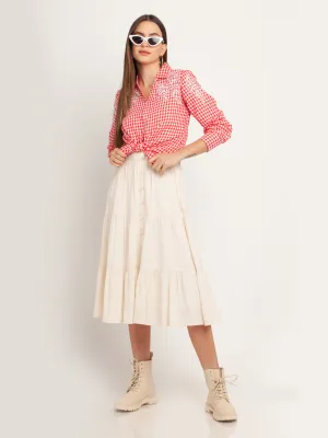 Red Striped Long Sleeves Top