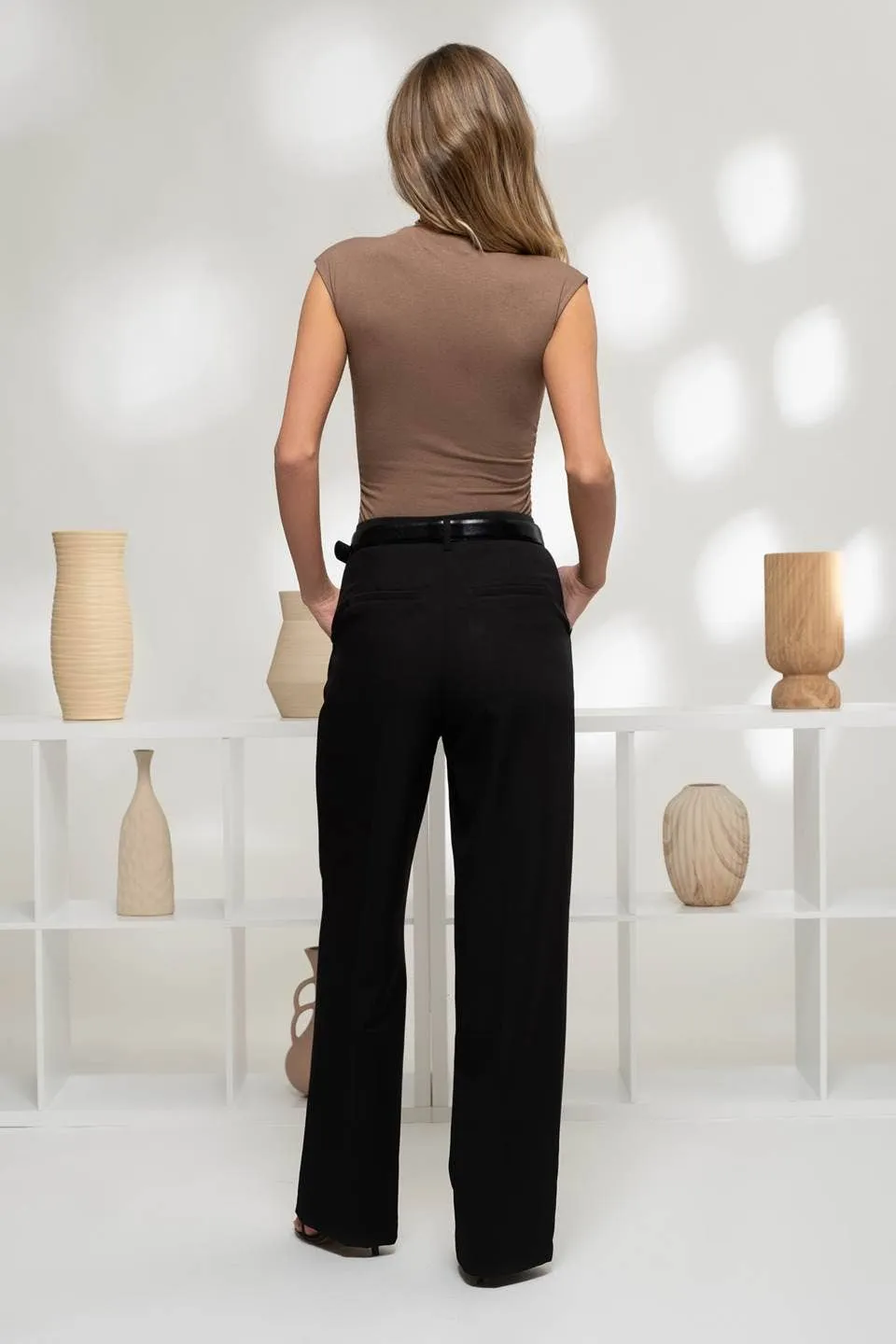 REVERSIBLE MOCK NECK SLEEVELESS KNIT BODYSUIT