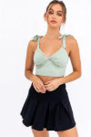 Rib Tie Twist Crop Top