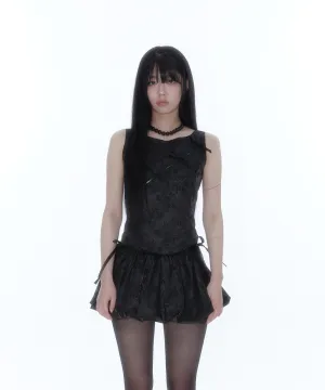 Ribbon Paneled Sleeveless (Black)