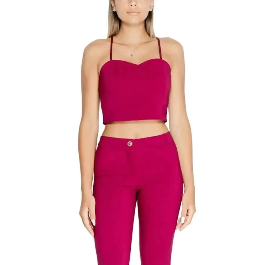Rinascimento Bordeaux Sleeveless Sweetheart Neckline Top