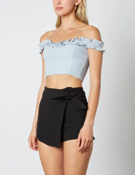 Ruffle Off The Shoulder Crop Top