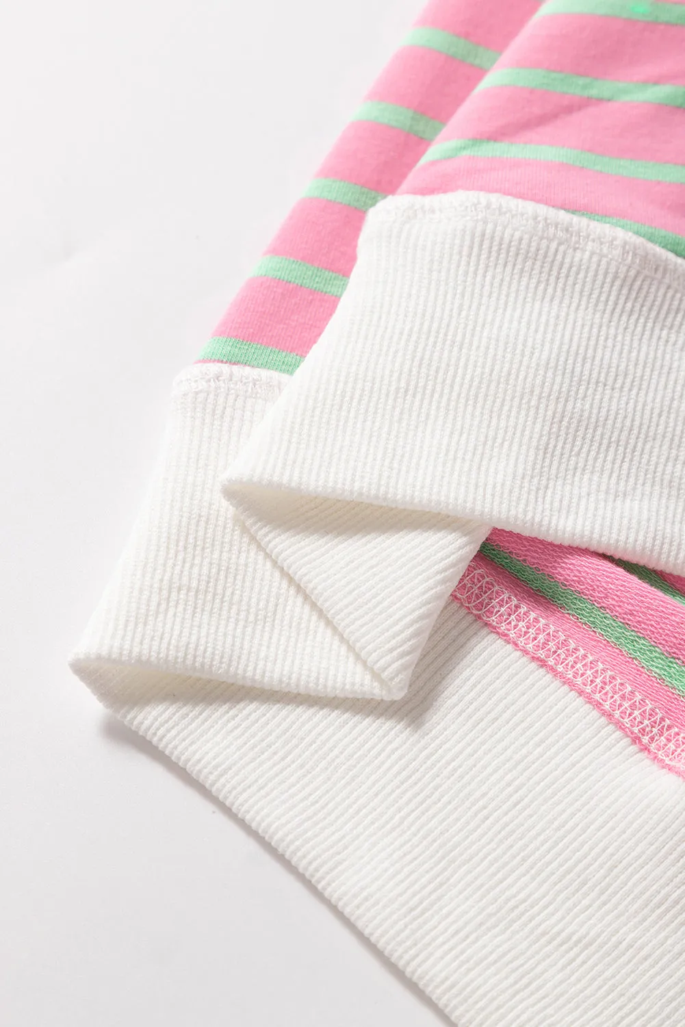 Sachet Pink Striped Crew Neck Cap Sleeve T Shirt