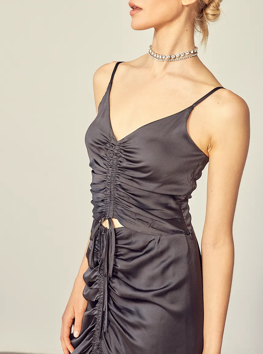 Satin Ruch Crop Top
