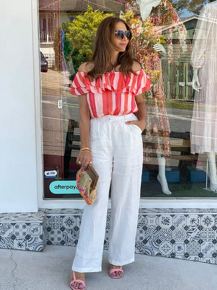 Serena Stripe Frill Top