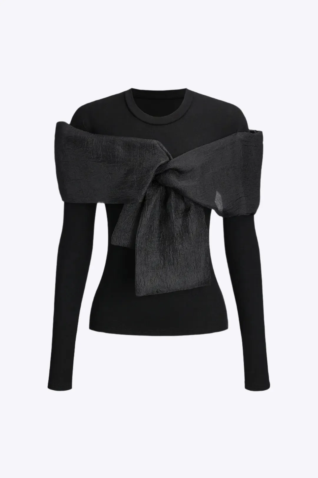 Serene - Chic Bow Accent Woman's Long Sleeve Top