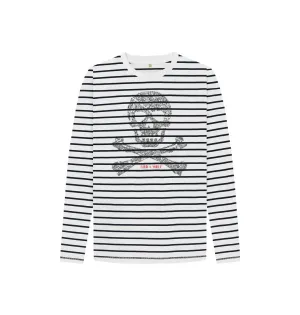 Skull   Crossbones Kids Striped Long Sleeve Tee