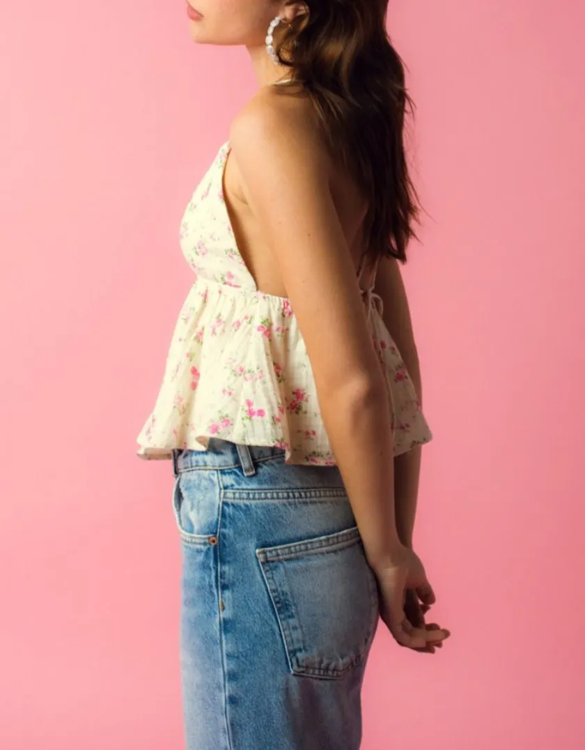 Sleeveless Cross Back V Neck Top