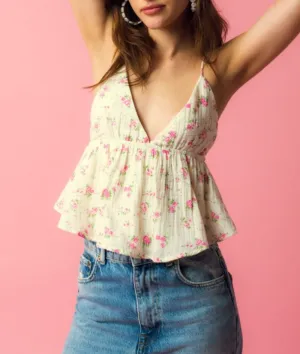 Sleeveless Cross Back V Neck Top