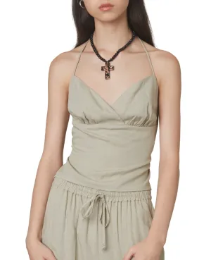 Sleeveless Halter Tie Closure Top