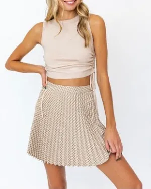 Sleeveless Knit Ruch Side Crop Top