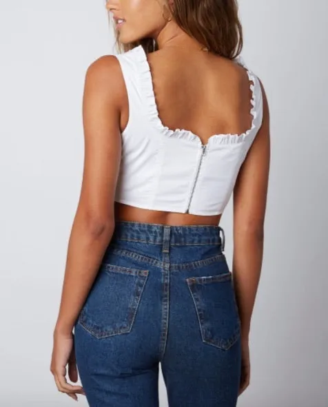 Sleeveless Peasant Corset Crop Top