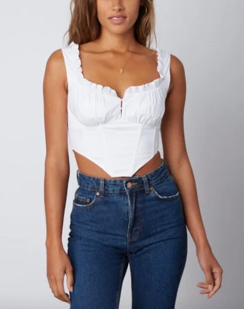 Sleeveless Peasant Corset Crop Top