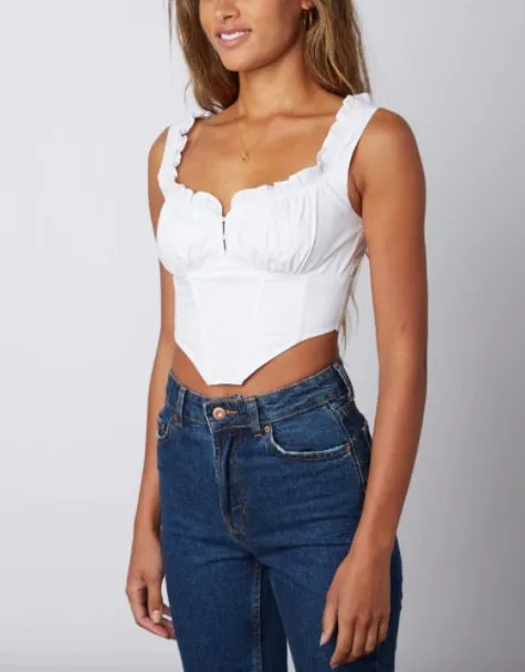 Sleeveless Peasant Corset Crop Top