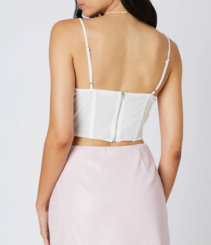 Sleeveless Rosette Mesh Corset Top